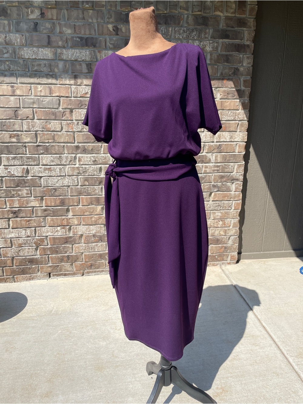 Elegant Purple Belted Women’s Dress